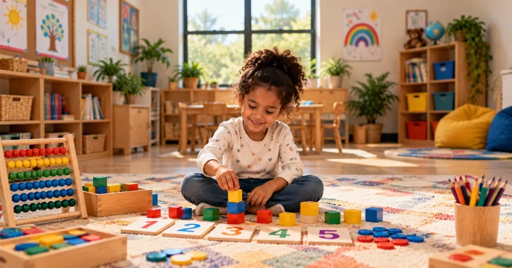 Criança construindo pensamento numérico brincando