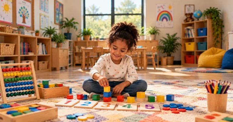 Criança construindo pensamento numérico brincando